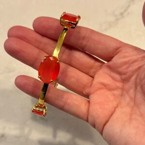 Gold Cuff Bracelet with large coral stones